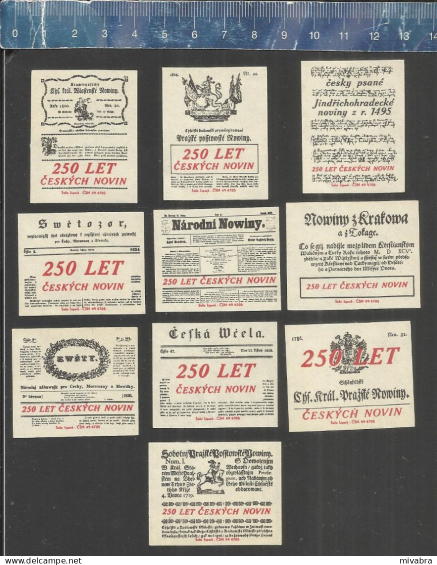 250 LET CZ NOVIN - 250 YEARS CZECH NEWSPAPERS - JOURNAUX TCHÈQUES - MATCHBOX LABELS CZECHOSLOVAKIA 1969 - Boites D'allumettes - Etiquettes