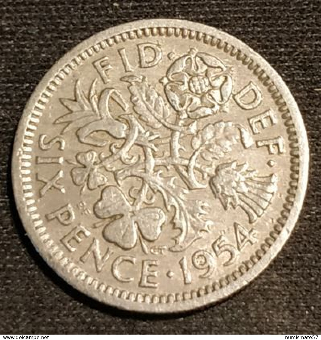 GRANDE BRETAGNE - 6 PENCE 1954 - Elizabeth II - 1ère Effigie - Sans "BRITT:OMN:" - KM 903 - H. 6 Pence