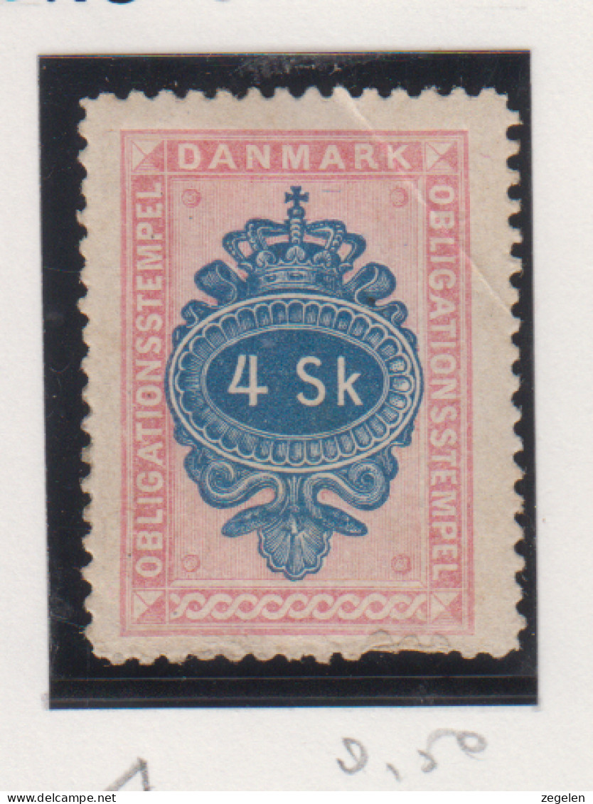 Denemarken Fiskale Zegel Cat. J.Barefoot Obligations(Bonds) 1 - Fiscaux