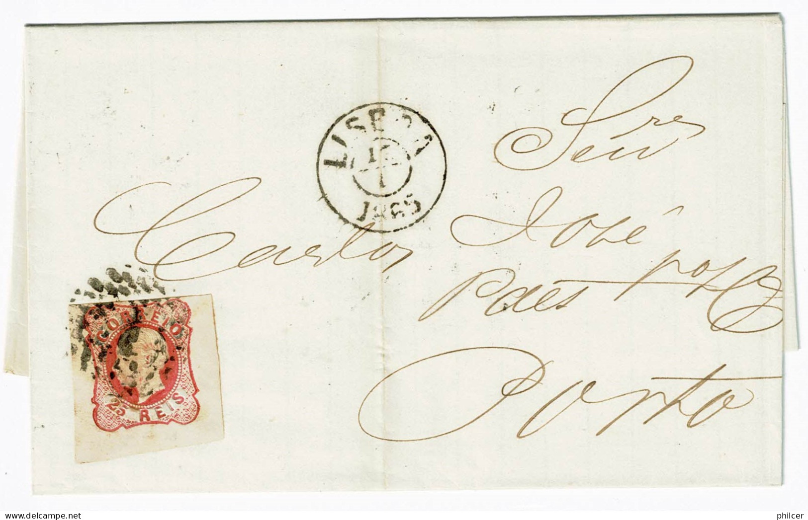 Portugal, 1865, Lisboa-Porto - Cartas & Documentos