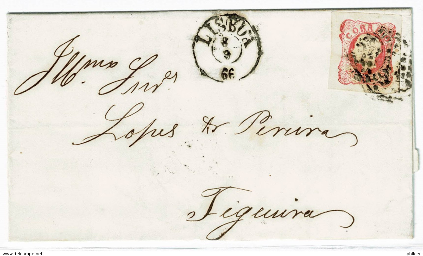 Portugal, 1866, Lisboa-Figueira - Lettres & Documents