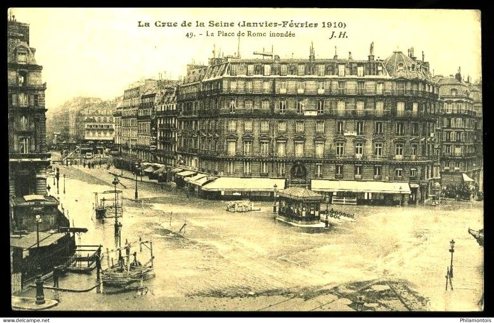 PARIS - La Crue De La SEINE 1910 - 49 : La Place De ROME Inondée - Inondations