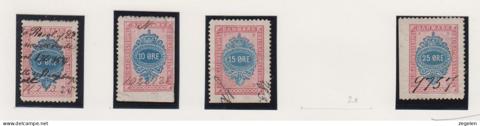 Denemarken Fiskale Zegel Cat. J.Barefoot Obligations(Bonds) Tussen 18 En 22 - Revenue Stamps