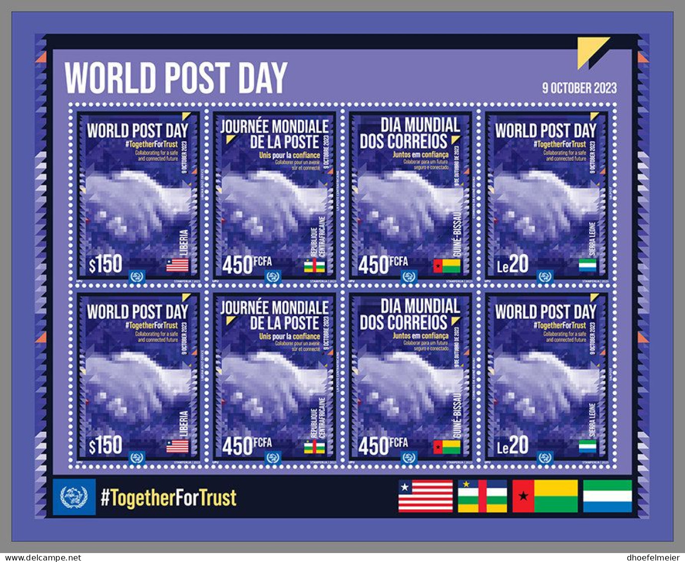 SIAMESE 2023 MNH World Post Day Weltposttag M/S – OFFICIAL ISSUE – DHQ2409 - Posta