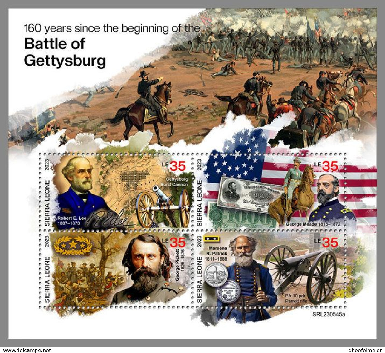 SIERRA LEONE 2023 MNH Battle Of Gettysburg Schlacht Um Gettysburg M/S – OFFICIAL ISSUE – DHQ2409 - Onafhankelijkheid USA