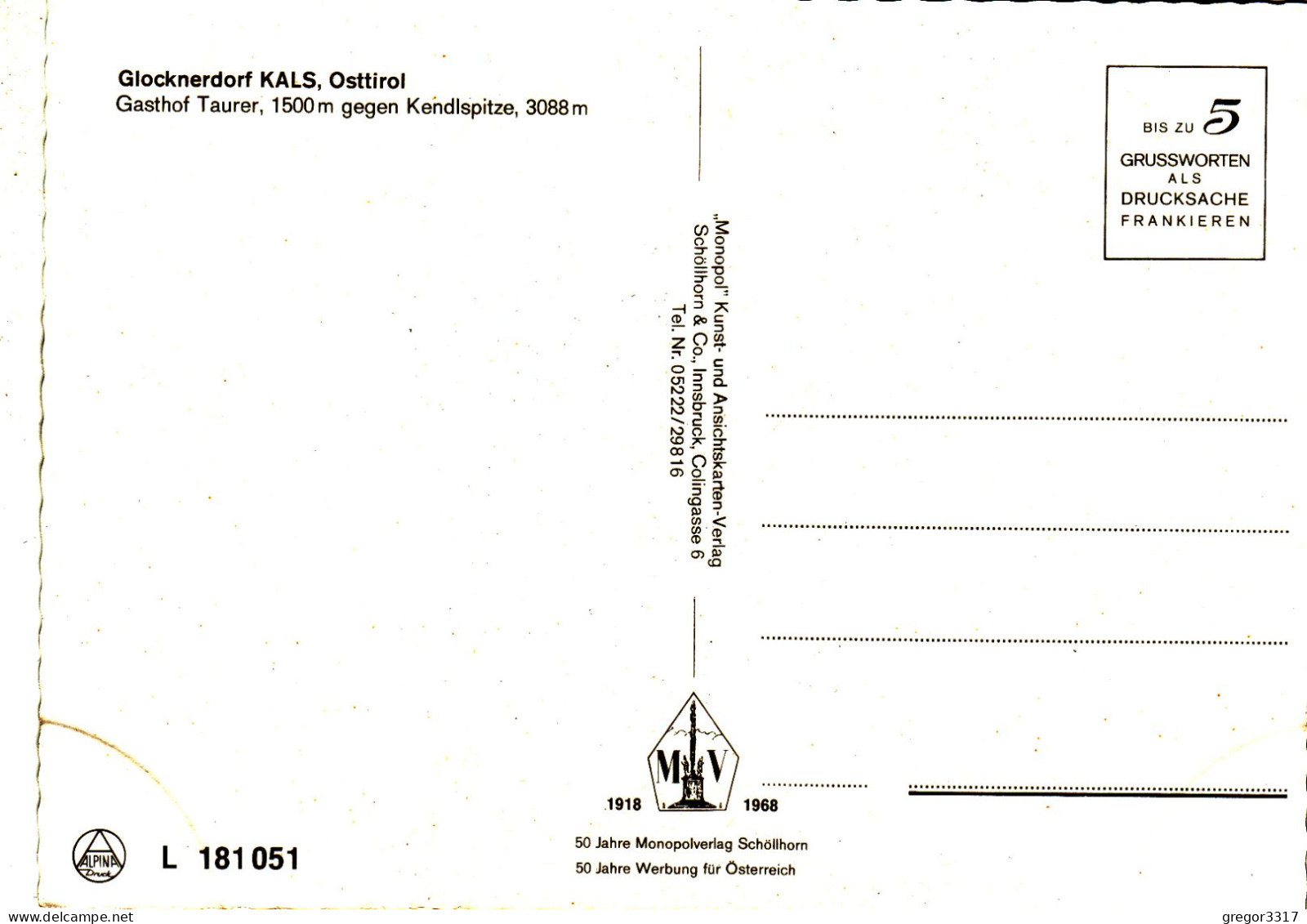 E5004) Glocknerdorf KALS - Osttirol - Gasthof TAURER 1500m Gg. Kendlspüoitze 3088m - Kals