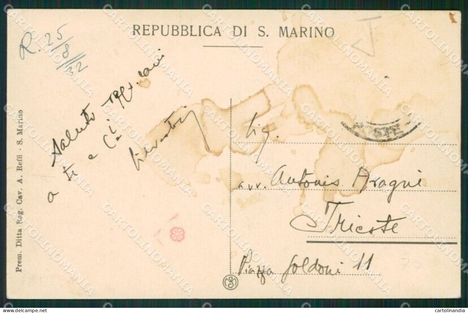 San Marino Saluti Da ABRASA MACCHIE Cartolina MQ5642 - Saint-Marin