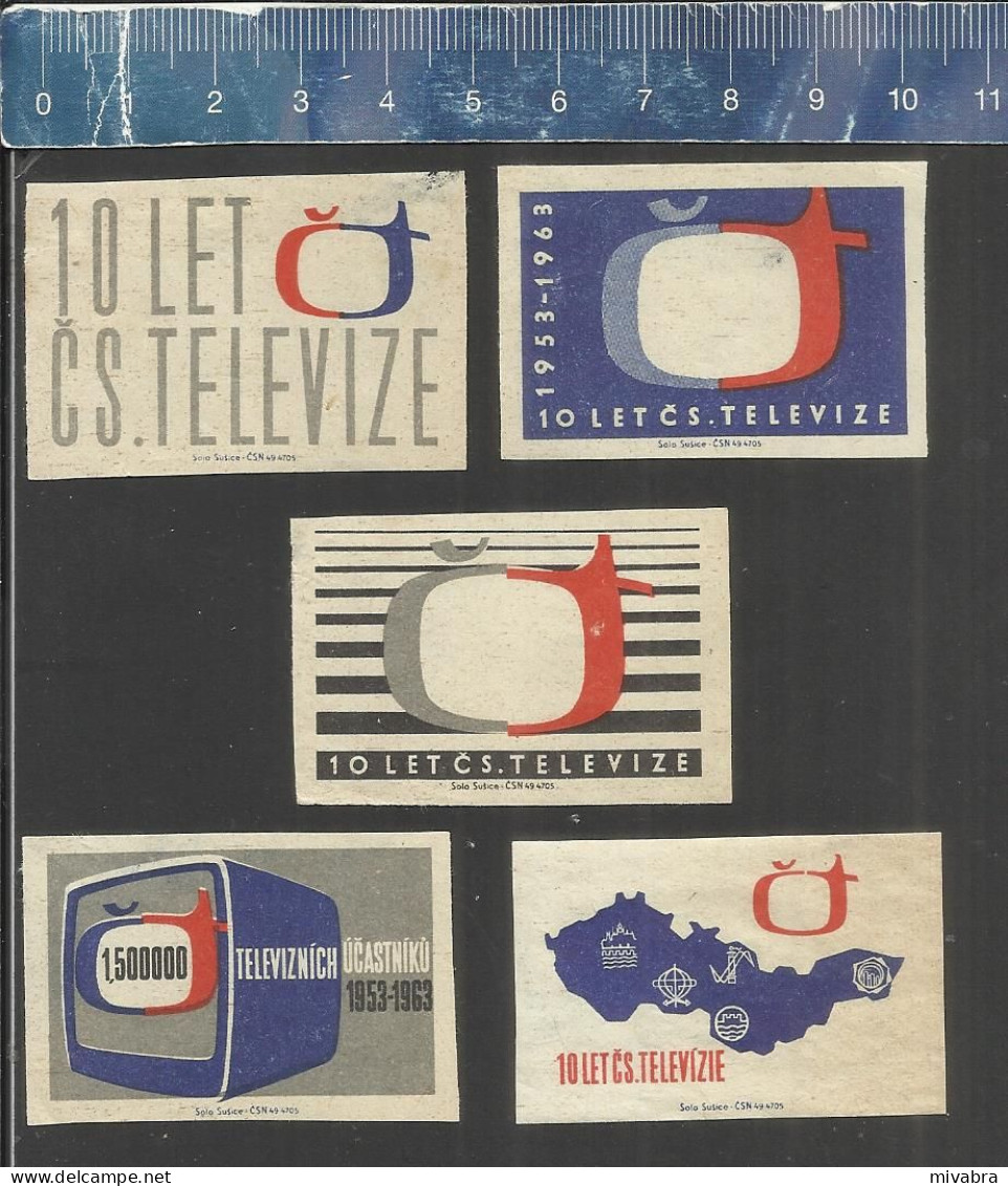 10 LET CZ TELEVISE 1953 1963 - 10 YEARS CZECH TV - 10 ANNÉES TÉLÉVISE TCHÈQUE  - MATCHBOX LABELS CZECHOSLOVAKIA 1963 - Boites D'allumettes - Etiquettes