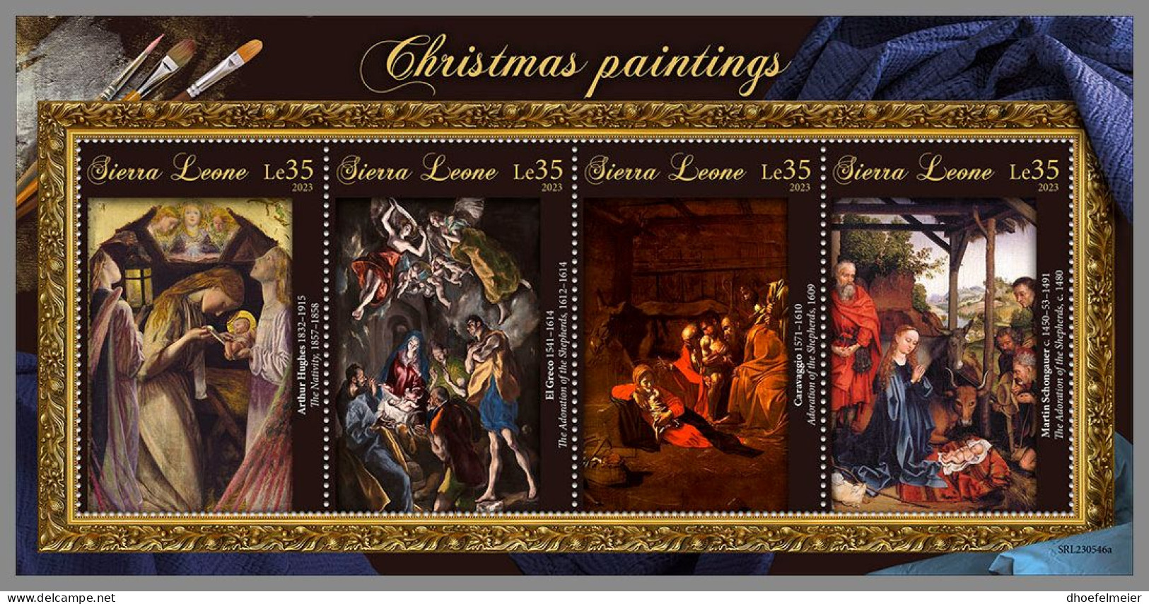 SIERRA LEONE 2023 MNH Christmas Paintings Weihnachtsgemälde M/S – IMPERFORATED – DHQ2409 - Otros & Sin Clasificación