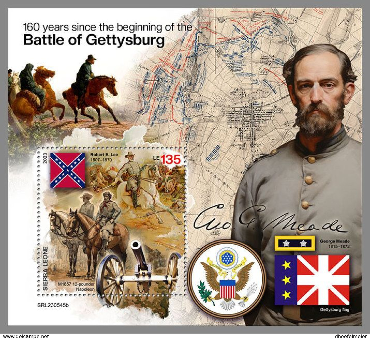 SIERRA LEONE 2023 MNH Battle Of Gettysburg Schlacht Um Gettysburg S/S – IMPERFORATED – DHQ2409 - Independecia USA