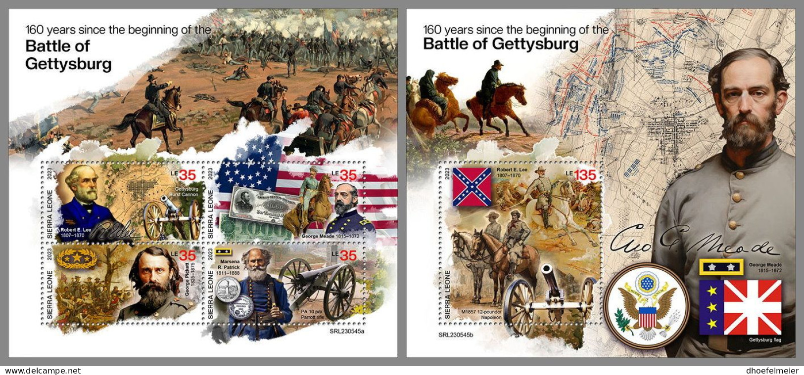 SIERRA LEONE 2023 MNH Battle Of Gettysburg Schlacht Um Gettysburg M/S+S/S – IMPERFORATED – DHQ2409 - Onafhankelijkheid USA