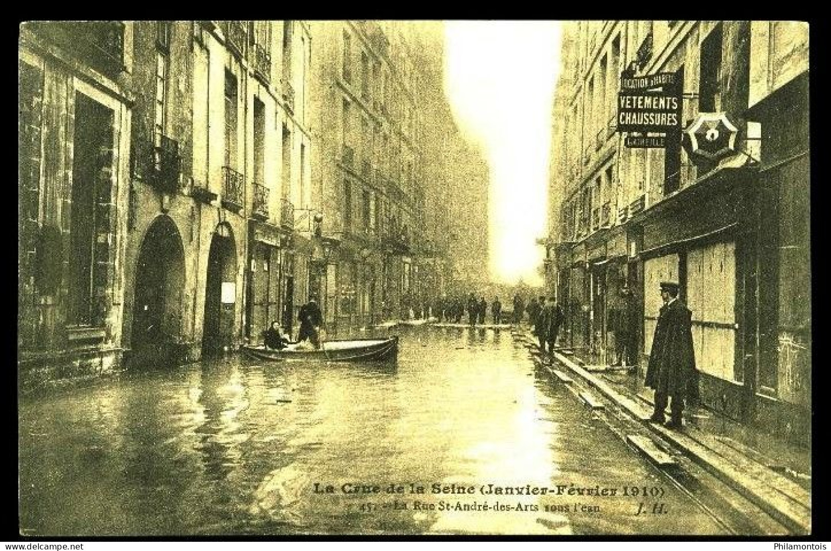 PARIS - La Crue De La SEINE 1910 - 45 : La Rue St-André-des-Arts Sous L'eau - Floods