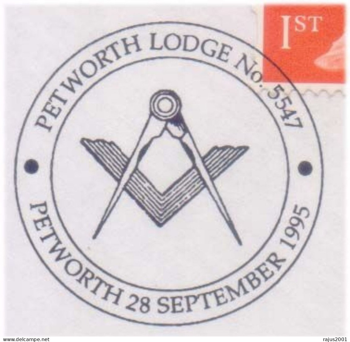 Petworth Lodge No. 5547, True Masonic Postmark, Freemasonry FDC - Franc-Maçonnerie