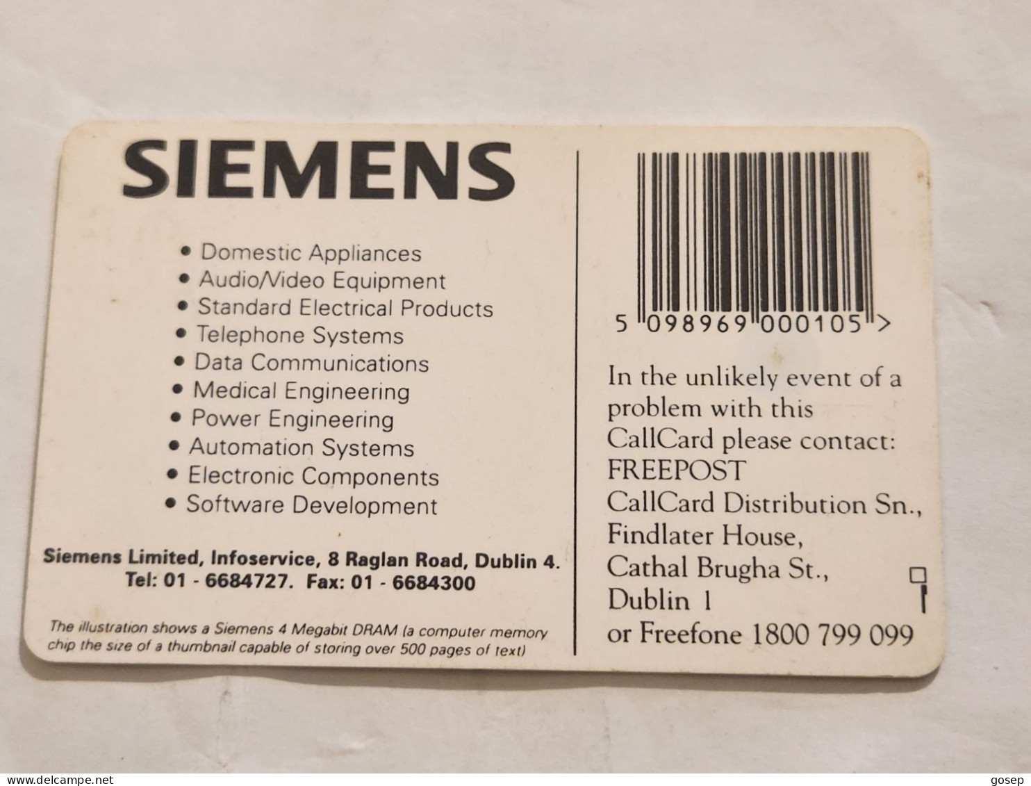 IRELAND-(IE-EIR-A-0013D)-Siemens-120 Years(16)-(10units)-(1.1.94)-used Card+1card Prepiad Free - Ierland