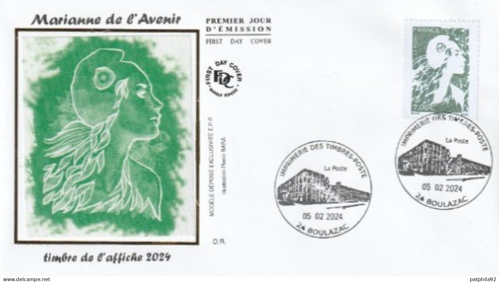 Fdc 2024_Envel. 1er Jour_fdc_soie_Marianne De L'Avenir/Timbre De L'affiche à 7,00€. PJ 24 Boulazac 05/02/24. - 2020-…