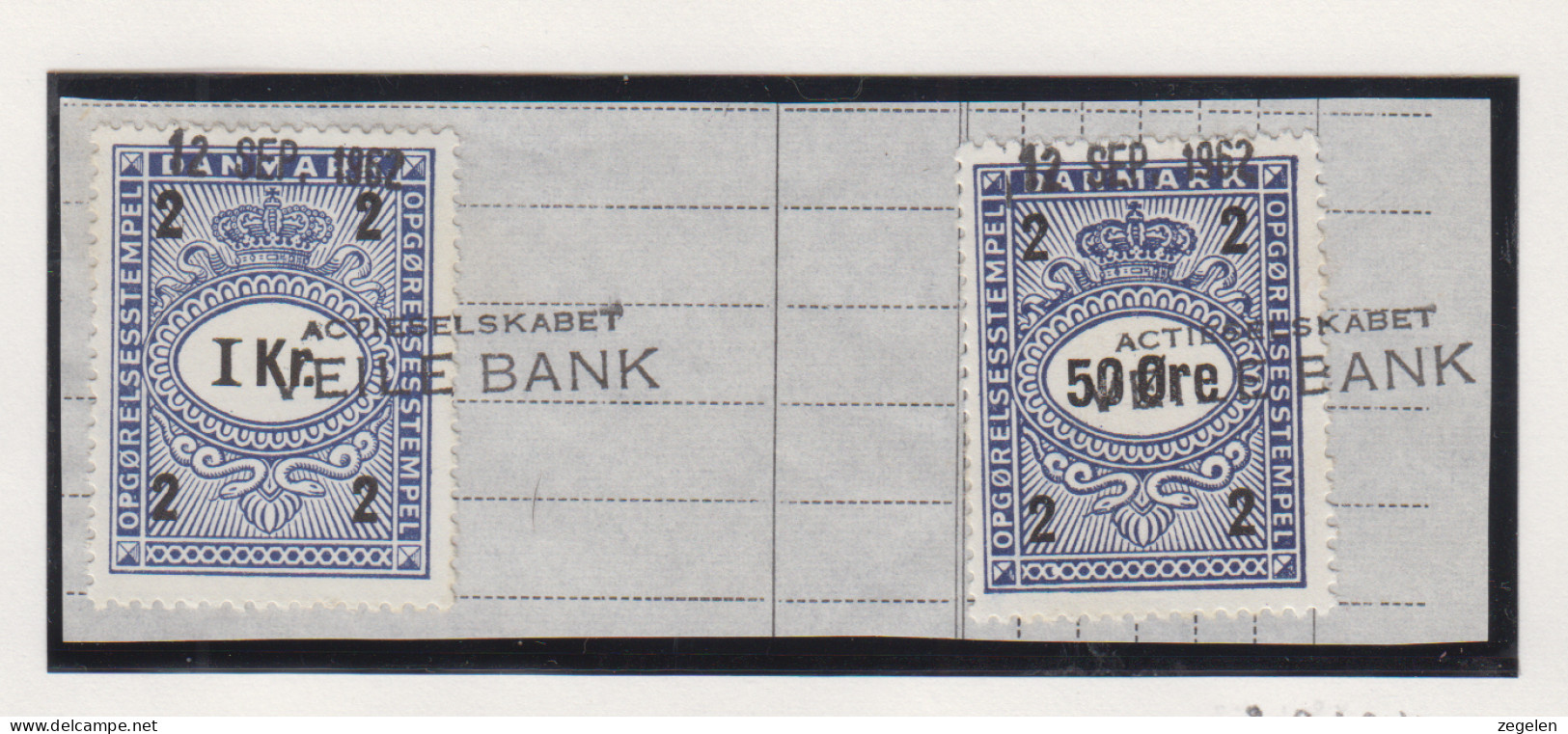 Denemarken Fiskale Zegel Cat. J.Barefoot Opgorelses(Debit Note) 209+214 Op Fragment - Steuermarken