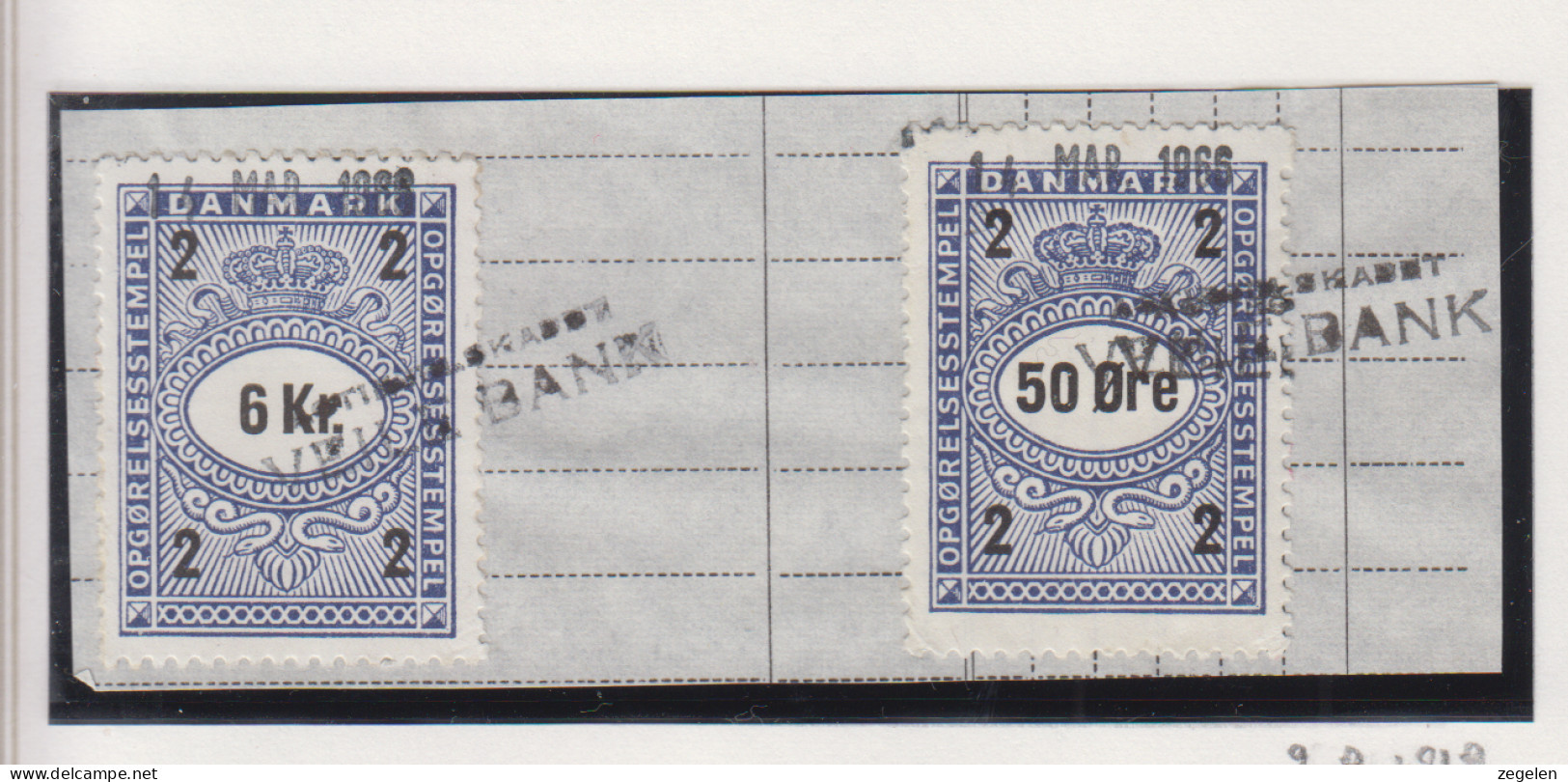 Denemarken Fiskale Zegel Cat. J.Barefoot Opgorelses(Debit Note) 209+219 Op Fragment - Revenue Stamps