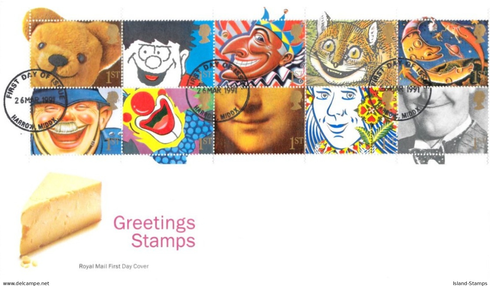 1991 Greetings Stamp Cartoons (2) Unaddressed FDC Tt - 1991-2000 Decimal Issues