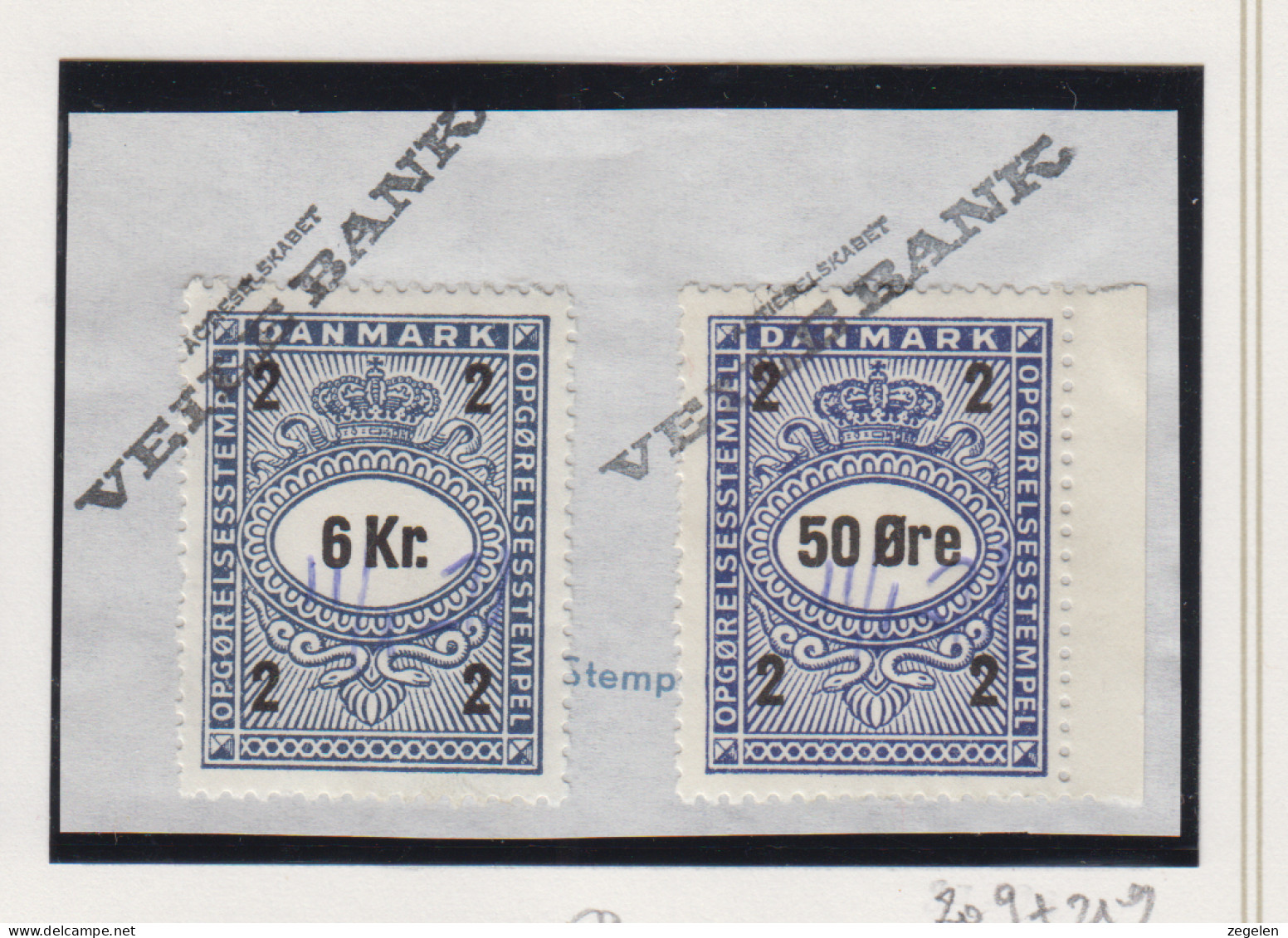 Denemarken Fiskale Zegel Cat. J.Barefoot Opgorelses(Debit Note) 209+219 Op Fragment - Revenue Stamps