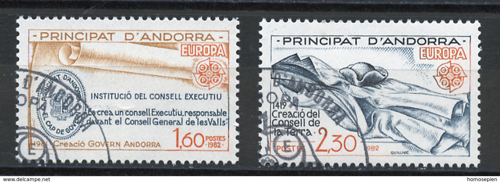 Europa CEPT 1982 Andorre Français - Andorra Y&T N°300 à 301 - Michel N°321 à 322 (o) - 1982