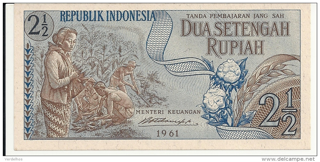 INDONESIE 2 1/2 RUPIAH 1961 UNC P 79 - Indonesien