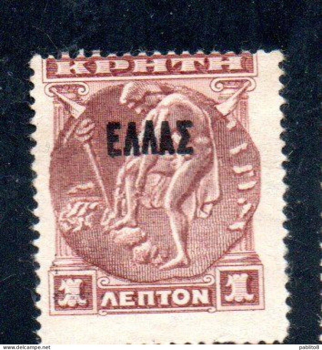 CRETE CRETA 1908 ELLAS OVERPRINTED SOPRASTAMPATO 1L MNH - Creta