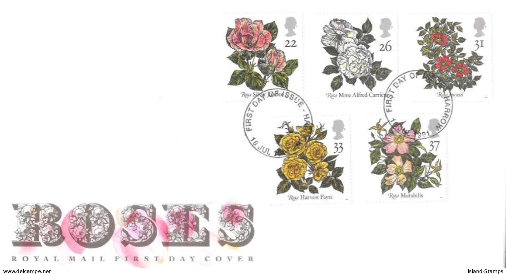 1991 Roses 3 Unaddressed FDC Tt - 1991-2000 Decimal Issues