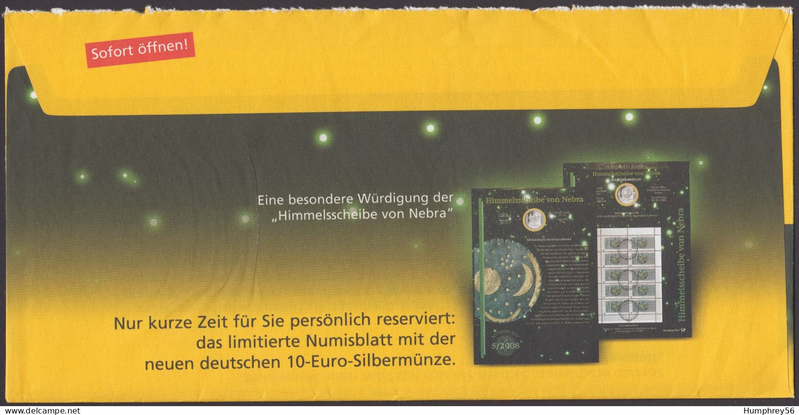2008 - GERMANY - Cover [Postal Stationery] - New German Silver 10-Euro Coins [Michel F368] + WEIDEN IN DER OBERPFALZ - Privé Briefomslagen - Gebruikt