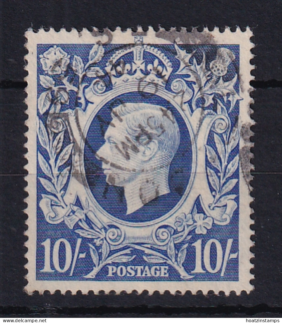G.B.: 1939-48   KGVI    SG478b   10/-   Ultramarine    Used - Used Stamps