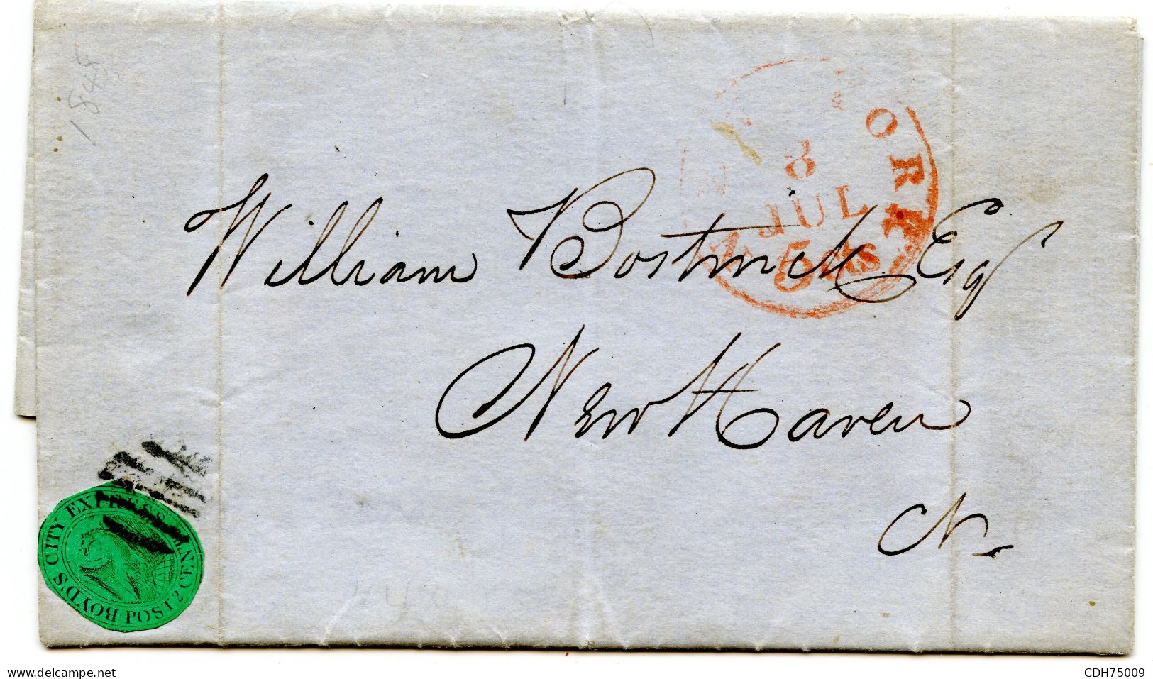 ETATS UNIS - BOYD'S CITY EXPRESS SUR LETTRE DE NEW YORK POUR NEW HAVEN, 1848 - Covers & Documents