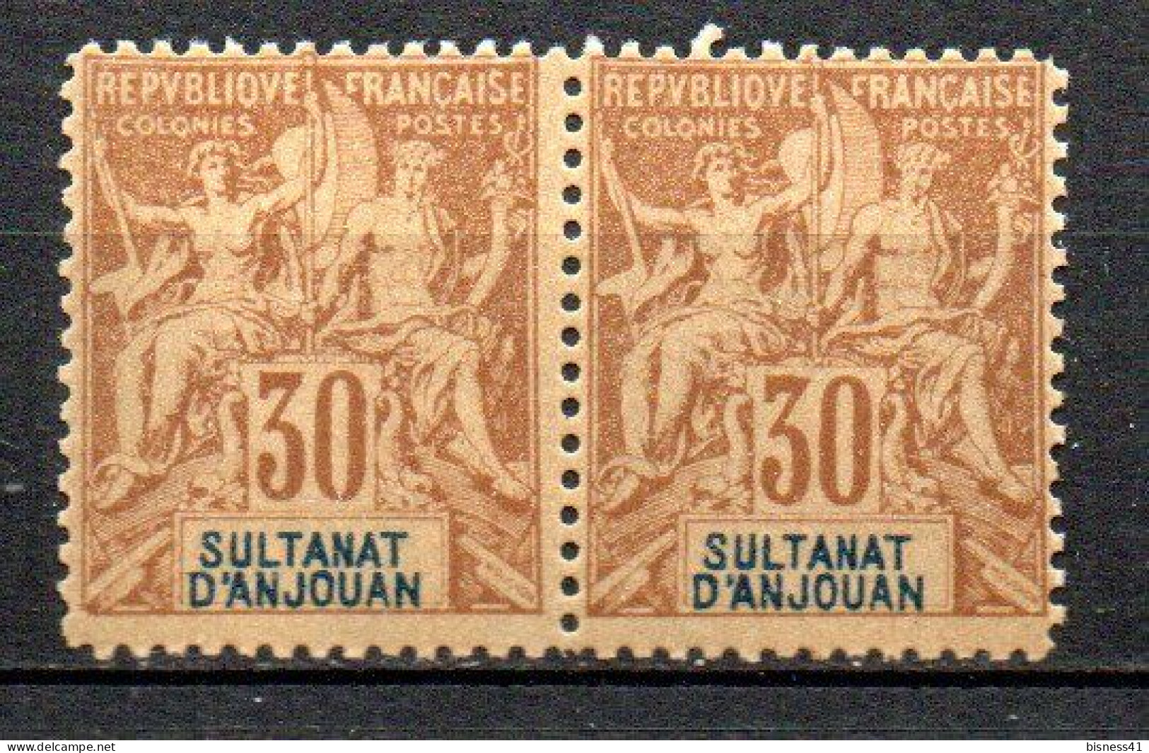 Col41  Colonie Anjouan Paire N° 9 Neuf XX MNH & X MH Cote 120,00€ - Ungebraucht