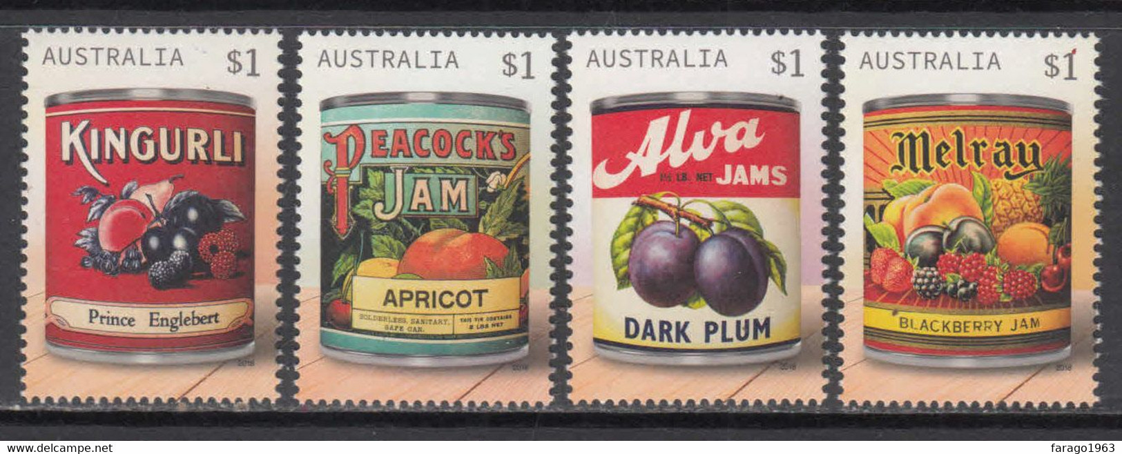 2018 Australia Jam Can Labels Advertising Complete Set Of 4 MNH @ BELOW FACE VALUE - Mint Stamps