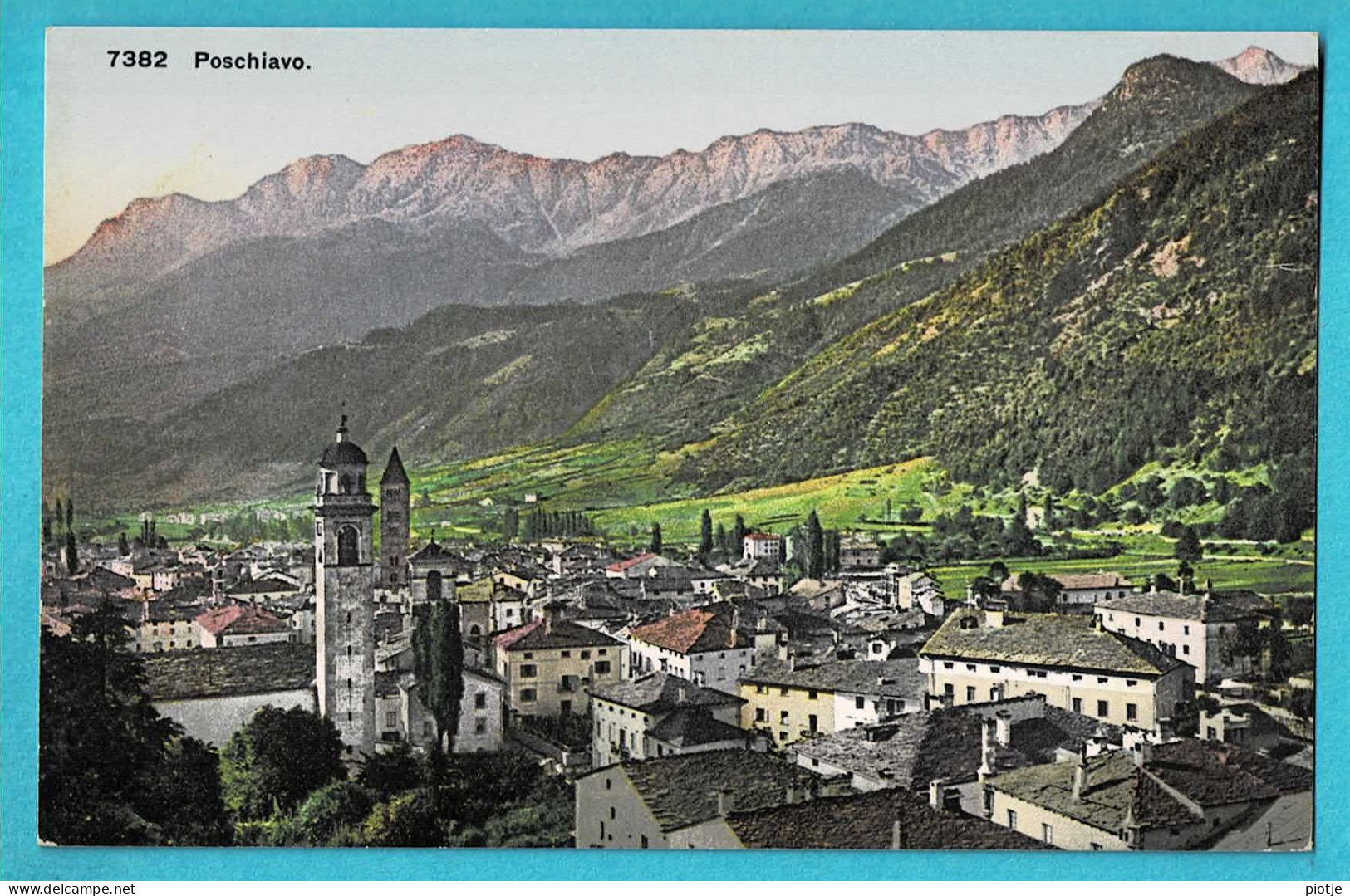 * Poschiavo (Graubünden - Suisse - Schweiz) * (Wehrli A.G. Kilchberg Zurich 7382) Panorama, Vue Générale, église, Kirche - Poschiavo
