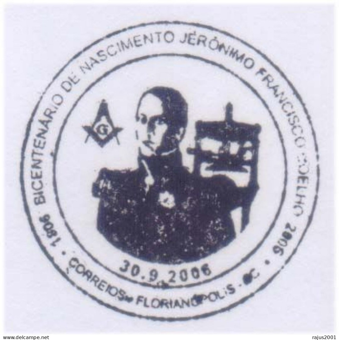 Jeronimo F Coelho, Founder Of The Press & Freemasonry, Masonic Brazilian Lodge, Personalised Stamp Special Cover Brazil - Franc-Maçonnerie