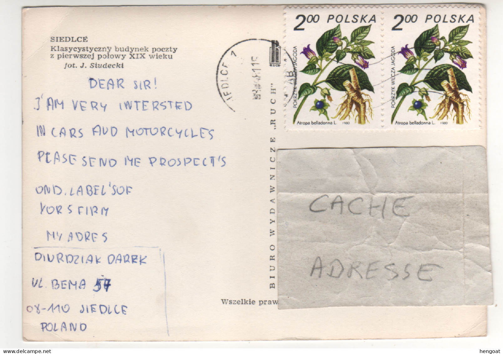 Timbres , Stamps " Plante , Fleur : Atropa Belladonna " Sur CP , Carte , Postcard Du 08/04/81 - Briefe U. Dokumente