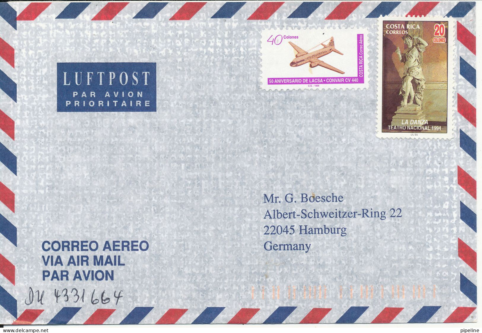 Haiti Registered Air Mail Cover Sent To Germany No Postmark On Stamps Or Cover - Haïti