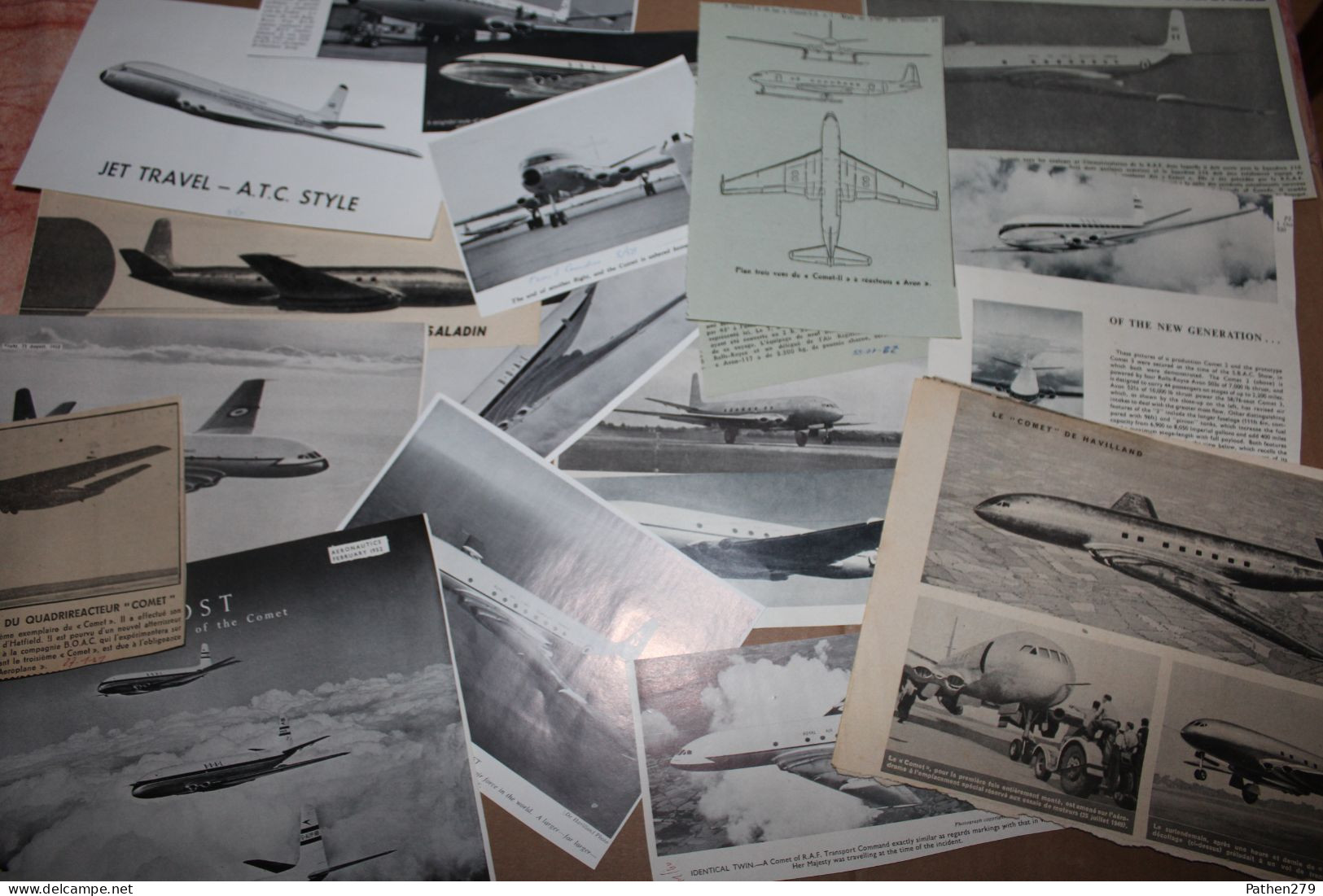 Lot De 169g D'anciennes Coupures De Presse Des Aéronefs Britanniques De Havilland  Comet 1 Et 2 - Aviazione