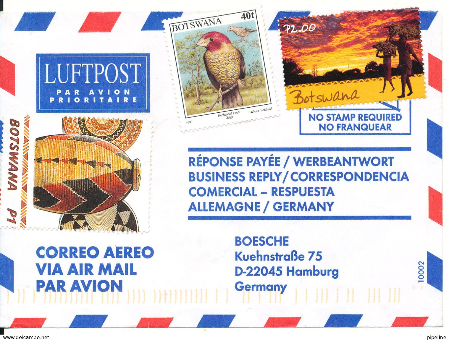 Botswana Air Mail Cover Sent To Germany BIRD Stamp - Botswana (1966-...)