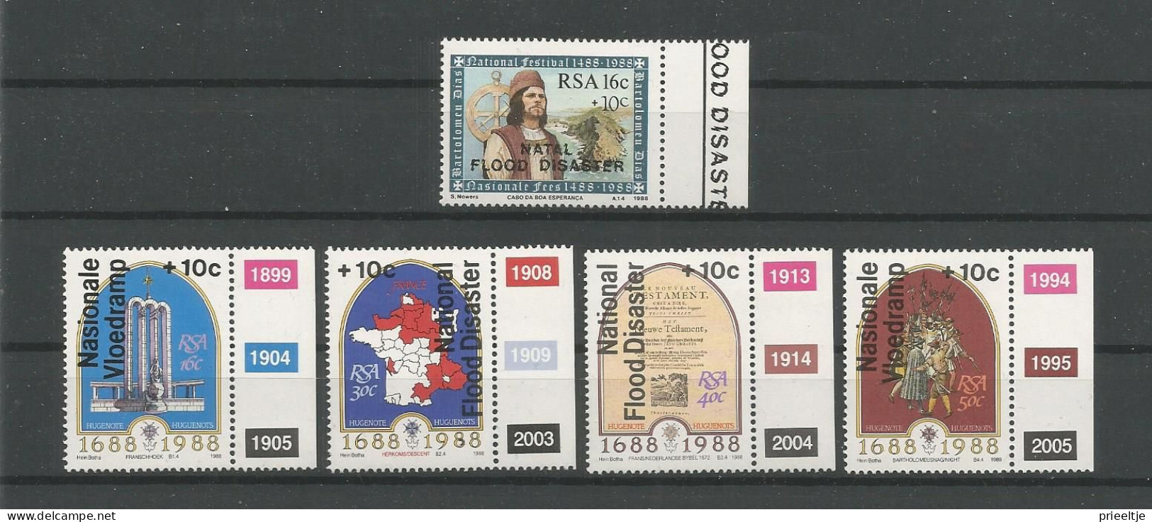 S. Africa 1988 Flood Disaster Y.T. 643+649+650+653+655 ** - Unused Stamps