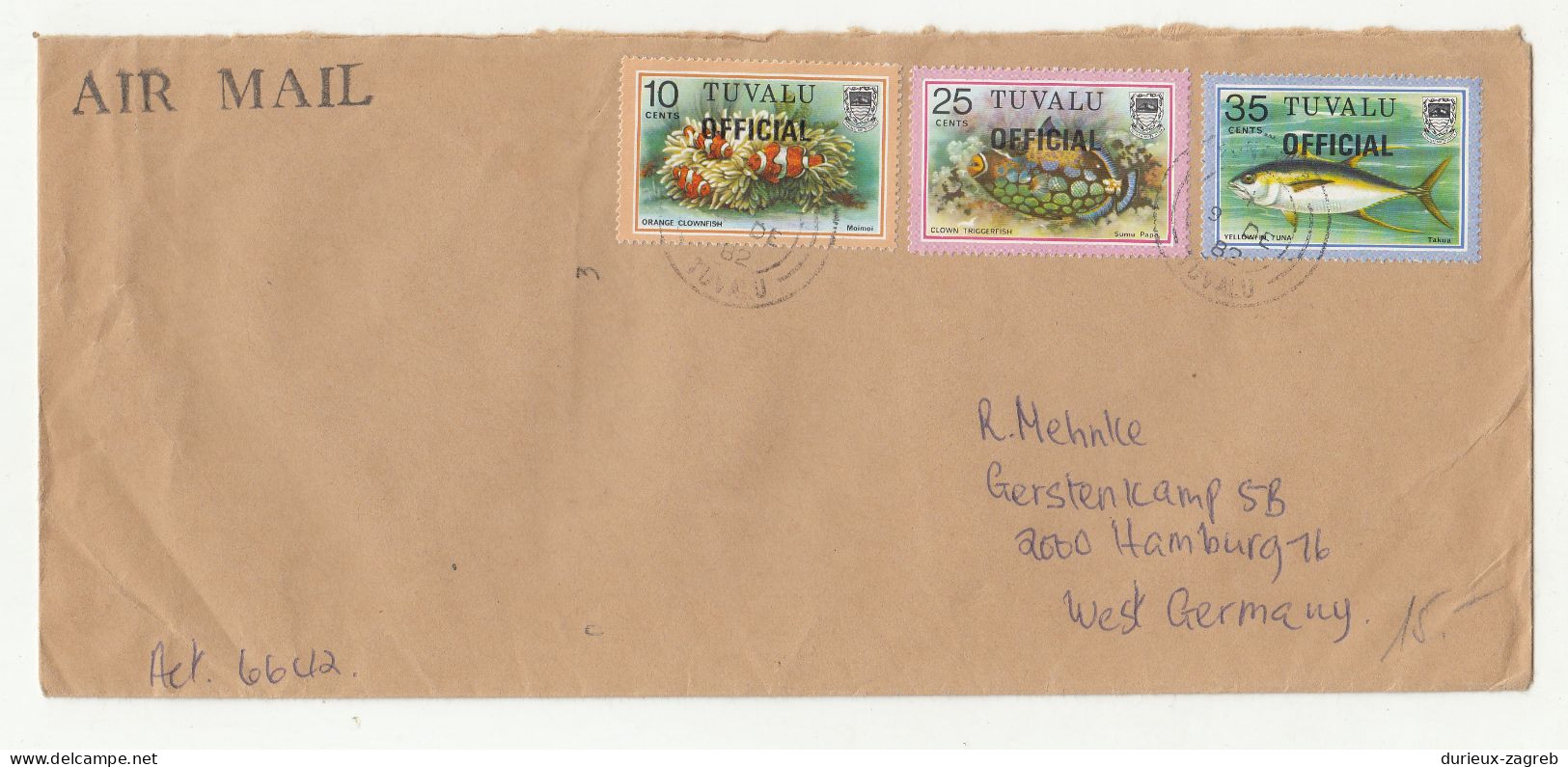 Tuvalu Official Letter Cover Posted 1982 To Germany B240301 - Tuvalu