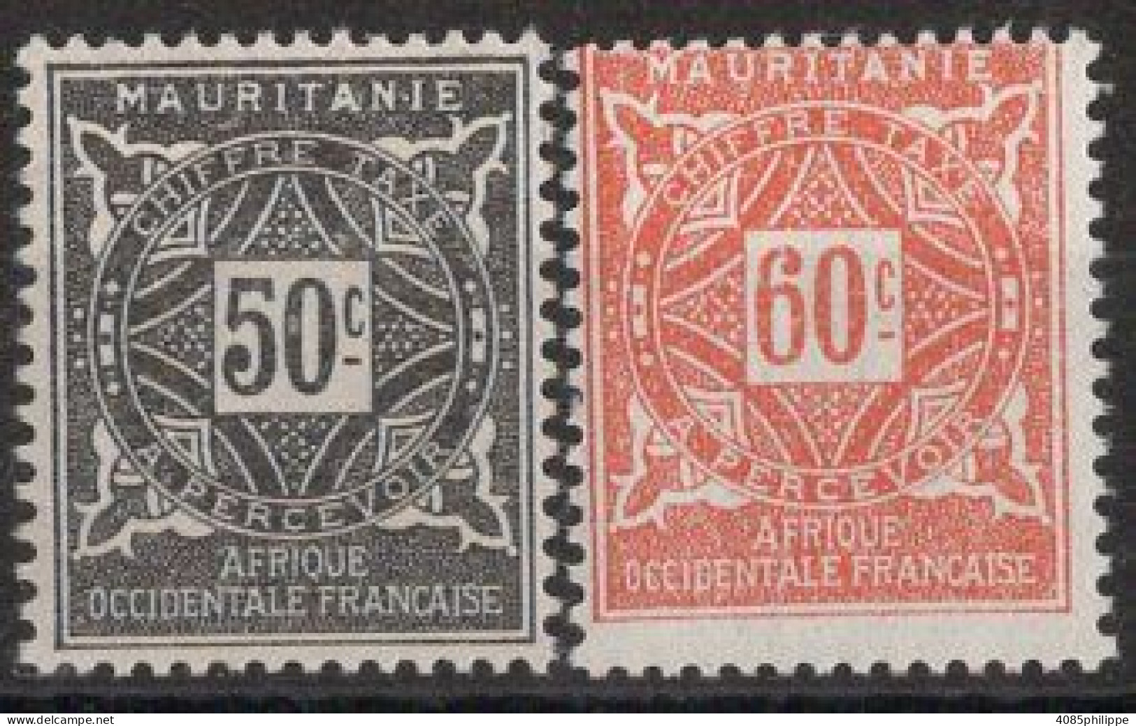 Mauritanie Timbres-Taxe N°22* & 23* Neufs Charnières TB Cote : 4€00 - Unused Stamps