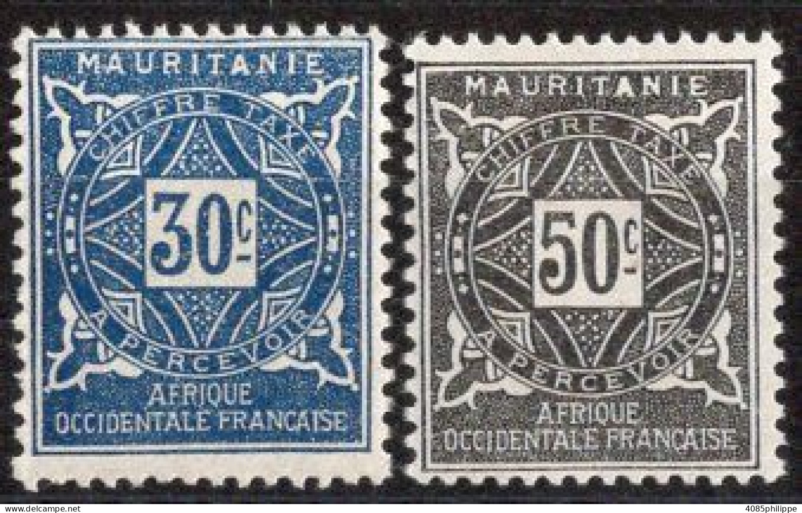 Mauritanie Timbres-Taxe N°21* & 22* Neufs Charnières TB Cote : 3€50 - Unused Stamps