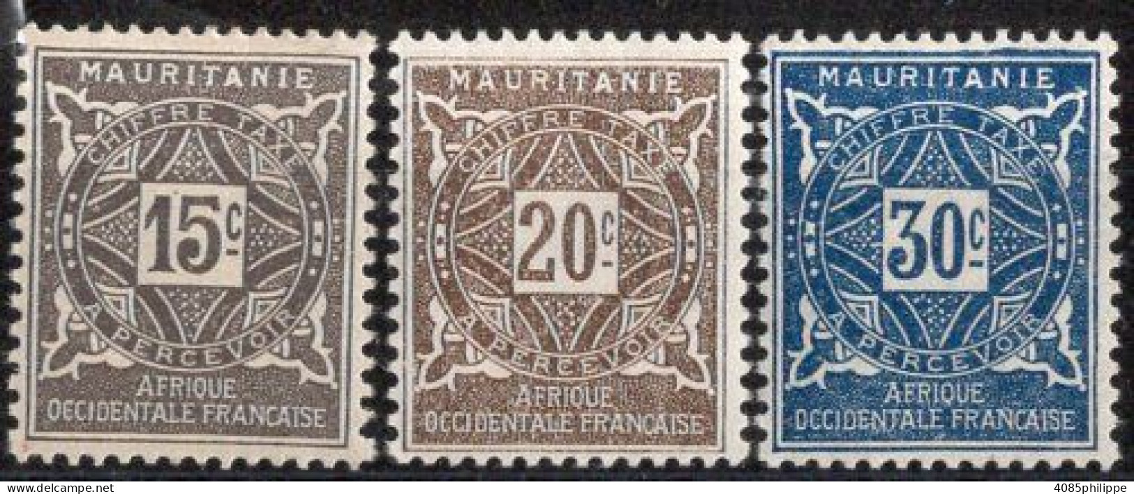 Mauritanie Timbres-Taxe N°19* à 21* Neufs Charnières TB Cote : 2€75 - Unused Stamps