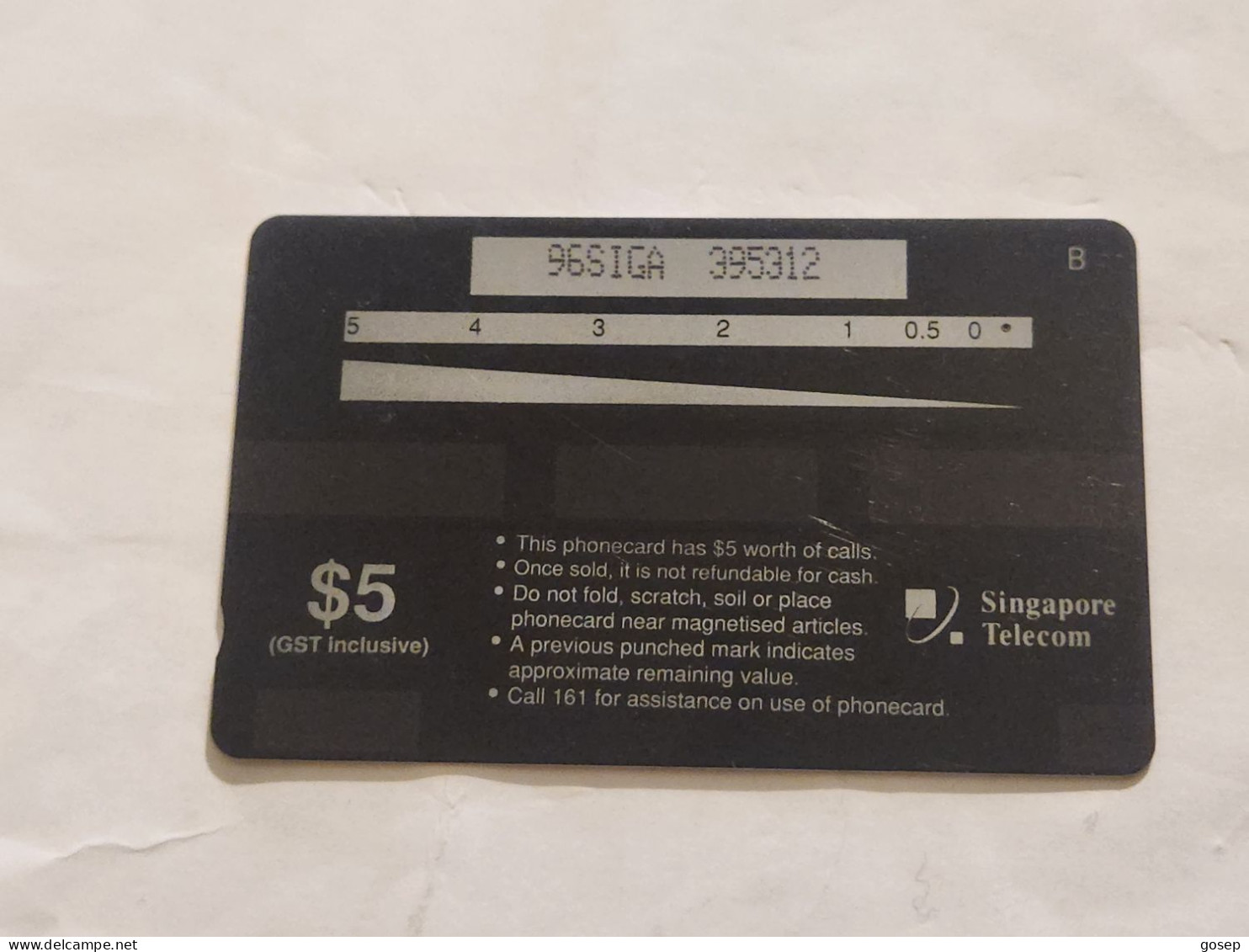 SINGAPORE-(96SIGA-0a)-CAT-(273)(96SIGA-395312)($5)(1/1/1997)-used Card+1card Prepiad Free - Singapur