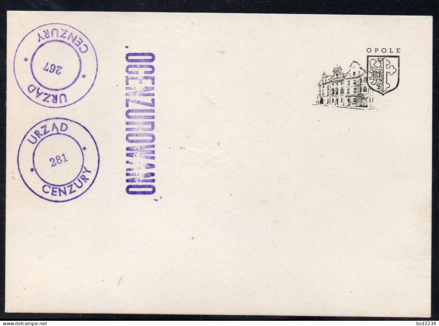 POLAND 198? SOLIDARITY SOLIDARNOSC PERIOD MARTIAL LAW OCENZUROWANO CENSORED MOUVE CACHETS 267 281 ON OPOLE PC - Storia Postale