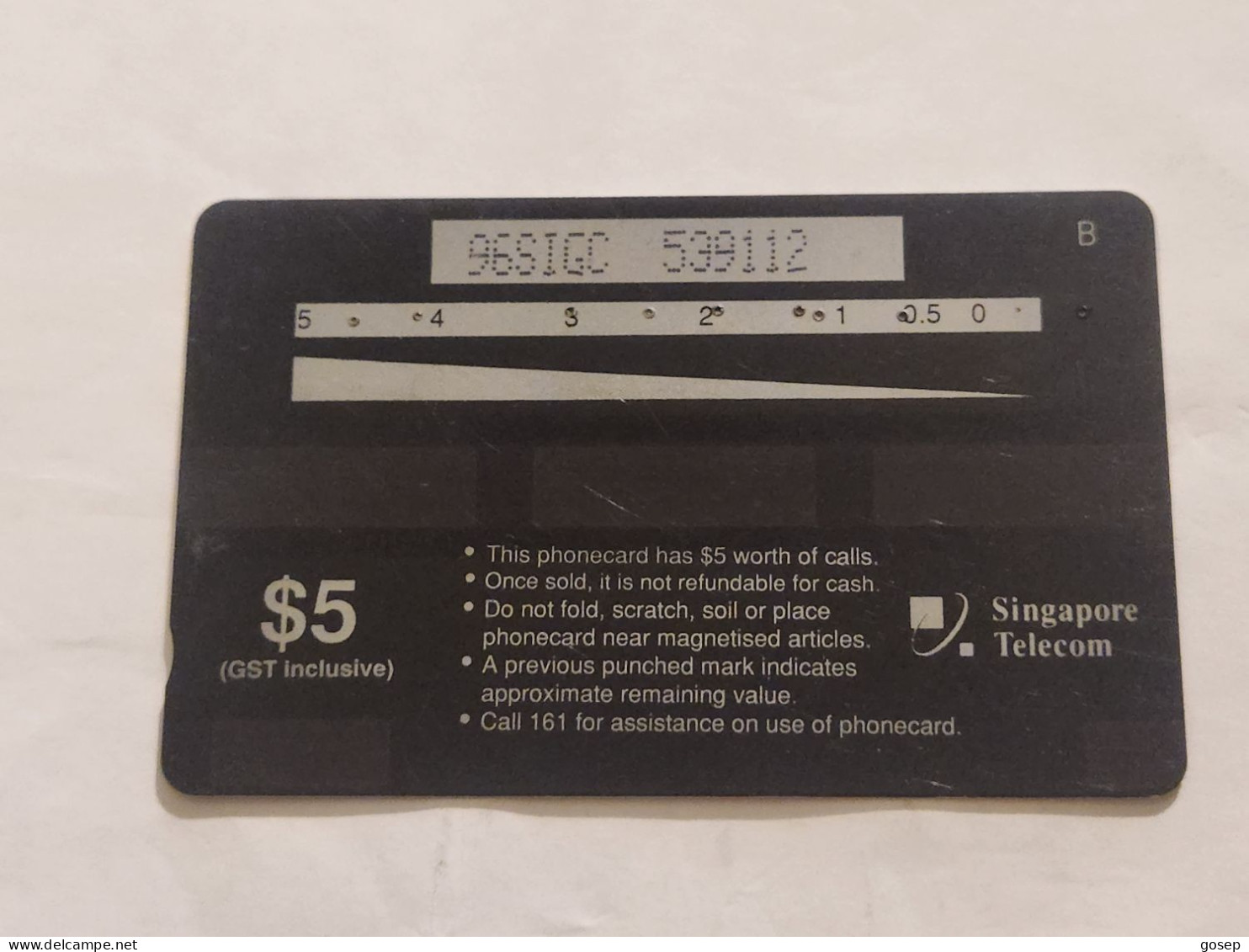 SINGAPORE-(96SIGC-o)-CAT 2-(276)(96SIGC-539112)($5)(1/1/1997)-used Card+1card Prepiad Free - Singapur