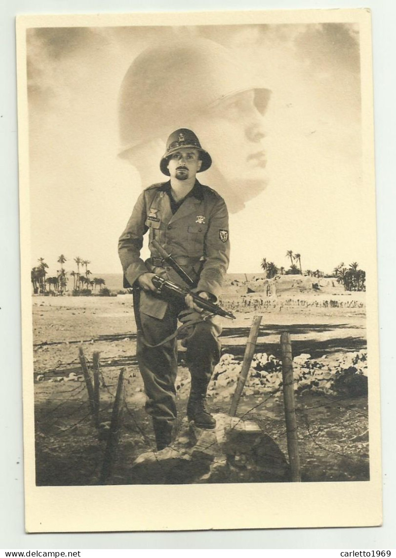 MILITARIA - SOLDATO SULLO SFONDO MUSSOLINI - FOTO A.PARODI MOGADISCIO - NV FG - Sammlungen & Sammellose