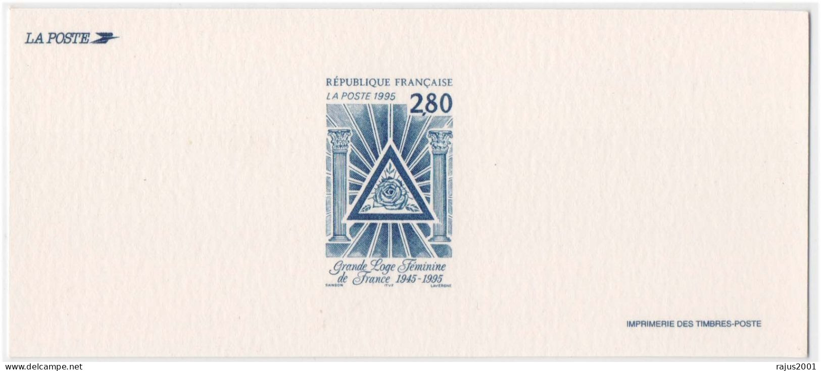 Female Grand Masonic Lodge, Rose, Freemasonry Deluxe Proof Sheet MNH SUPERB CONDITION - Francmasonería