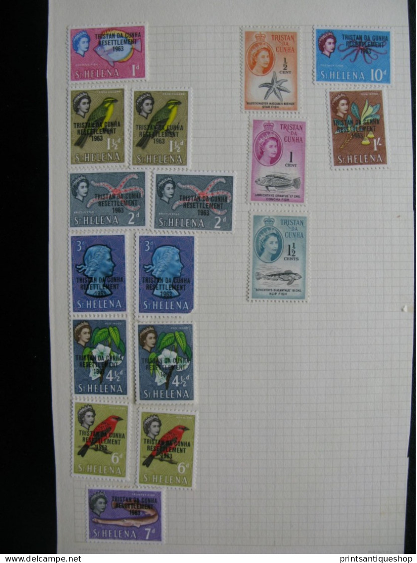 Lot Tristan Da Cunha 1963 St Helena Overprint Resettlement Set Old Stamps COLLECTION - Tristan Da Cunha