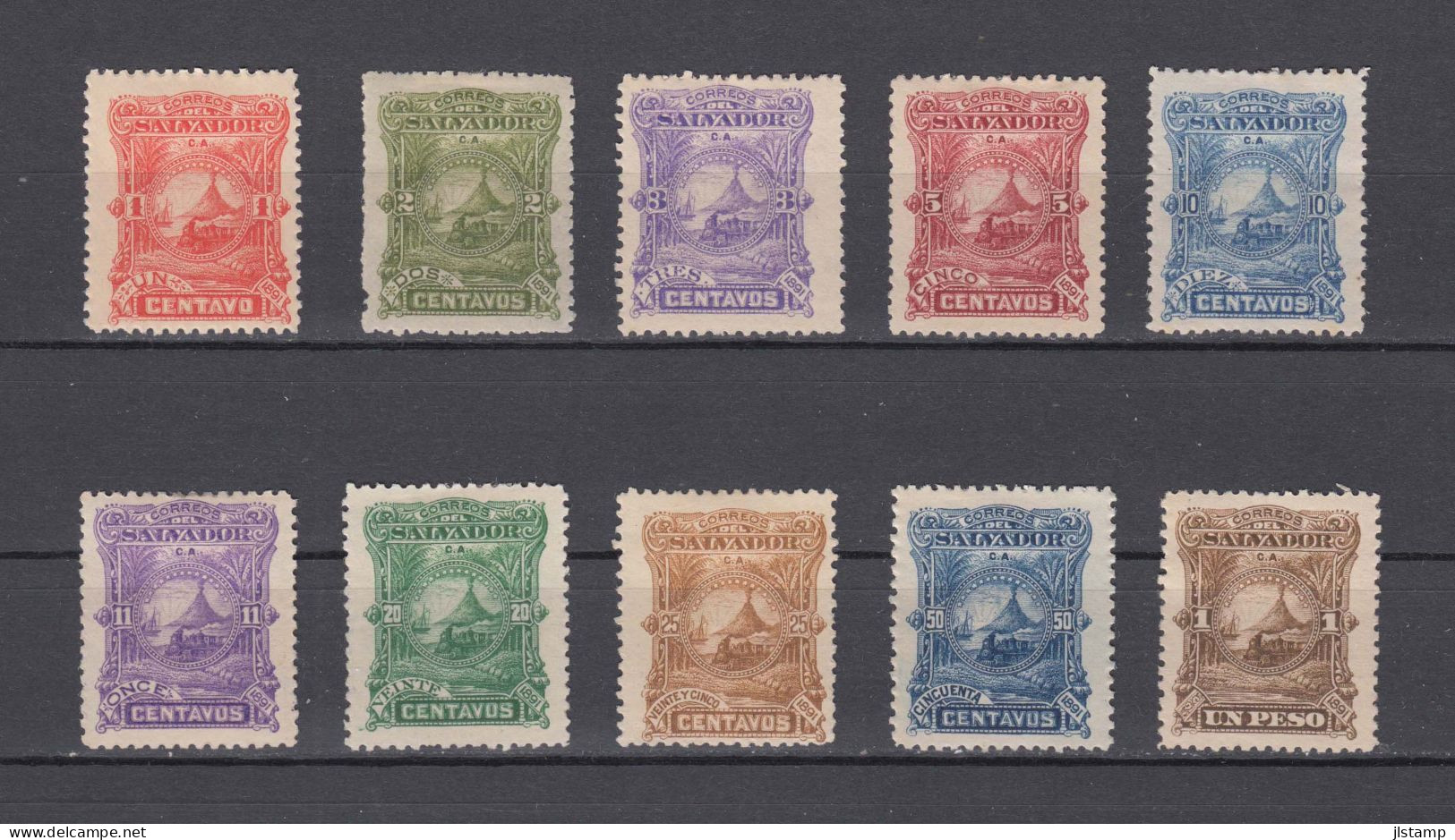 Salvador 1891 Train Stamps Set,Scott#47-56,MH,OG,20c No Gum,VF - Salvador